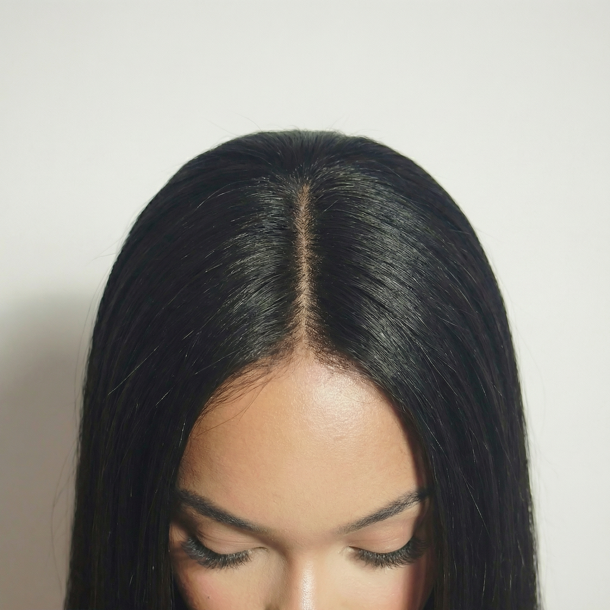WIGZ 18 - Full back view of STRAIGHT BLACK wig.