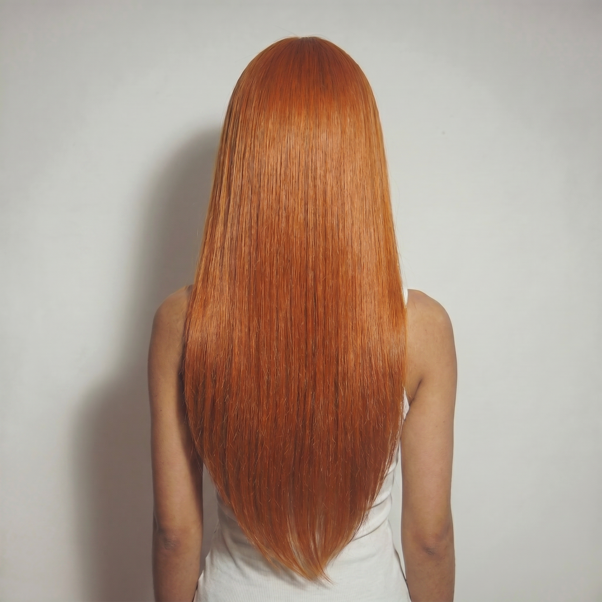 WIGZ 19 - Full back view of 26 inch 180% density STRAIGHT GINGER wig.