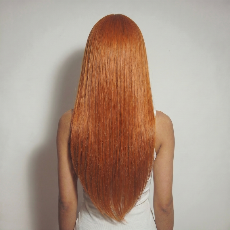 WIGZ 19 - Full back view of 26 inch 180% density STRAIGHT GINGER wig.