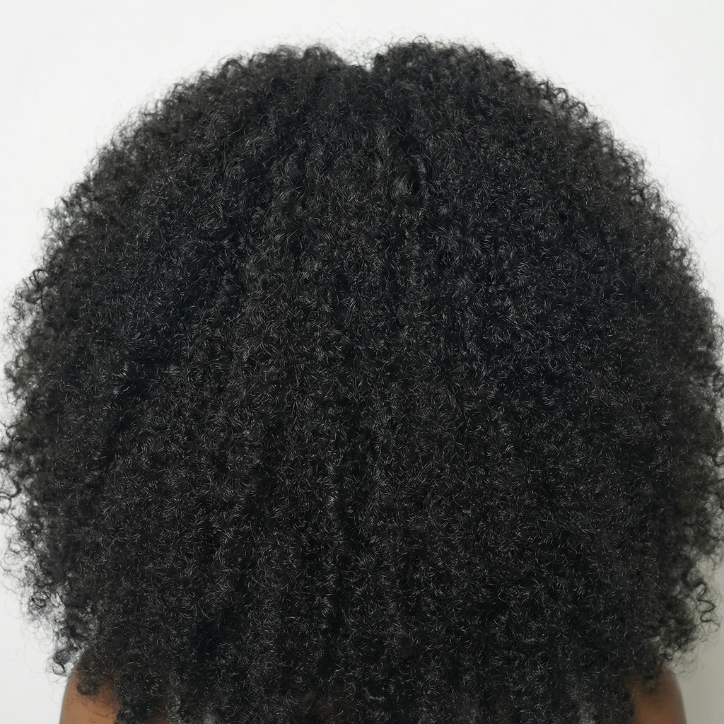 WIGZ 02 - Macro close-up of AFRO NATURAL BLACK PURE-VIRGIN HAIR™ texture and shine.