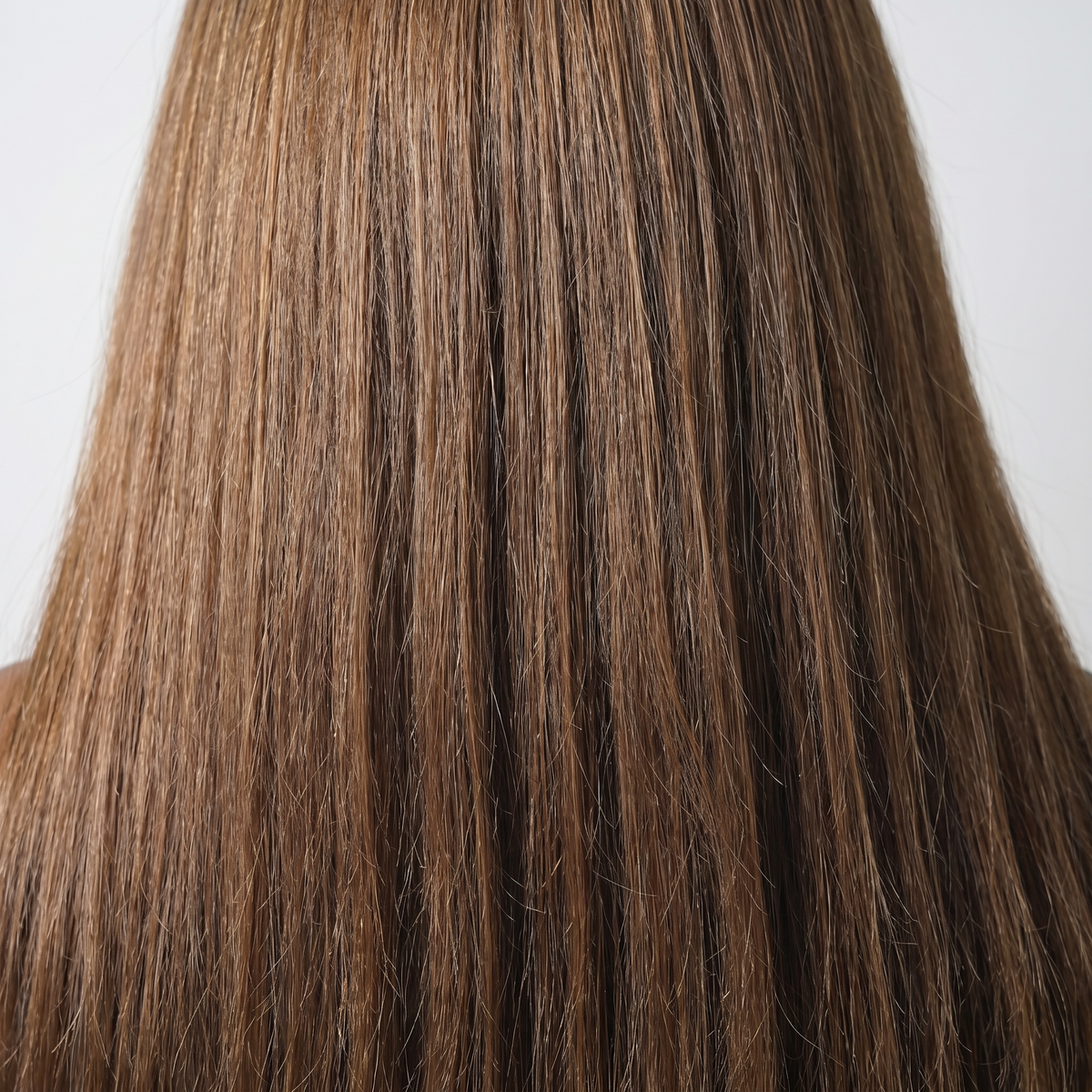WIGZ 23 - Macro close-up of STRAIGHT BROWN PURE-VIRGIN HAIR™ texture and shine.